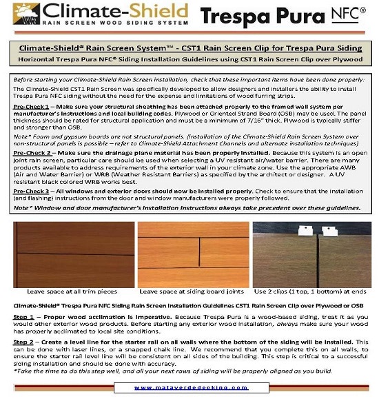Climate-Shield System Trespa Pura Horizontal Installation Guidelines Over Plywood-1
