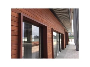 Mataverde Hardwood siding FSC Jatoba on Pier 17 NYC