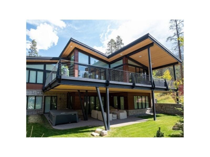 Mataverde Thermally Modified Wood Siding on a contemporary house façade and soffits