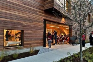 Mataverde Ipe Climate-Shield Rainscreen Ipe Wood Siding on a music school 